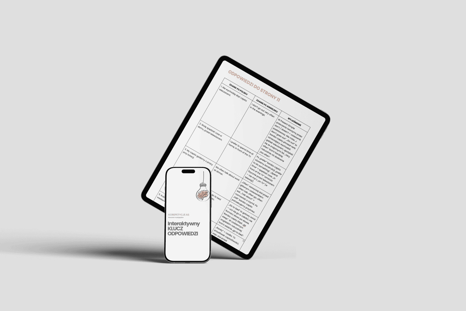 Mockup klucza odpowiedzi — QR